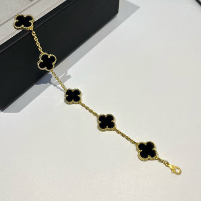 [NOBLE AURA]CLOVER  5 MOTIFS BLACK ONYX BRACELET