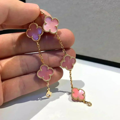 [NOBLE AURA]CLOVER 5 PINK MOP BRACELET