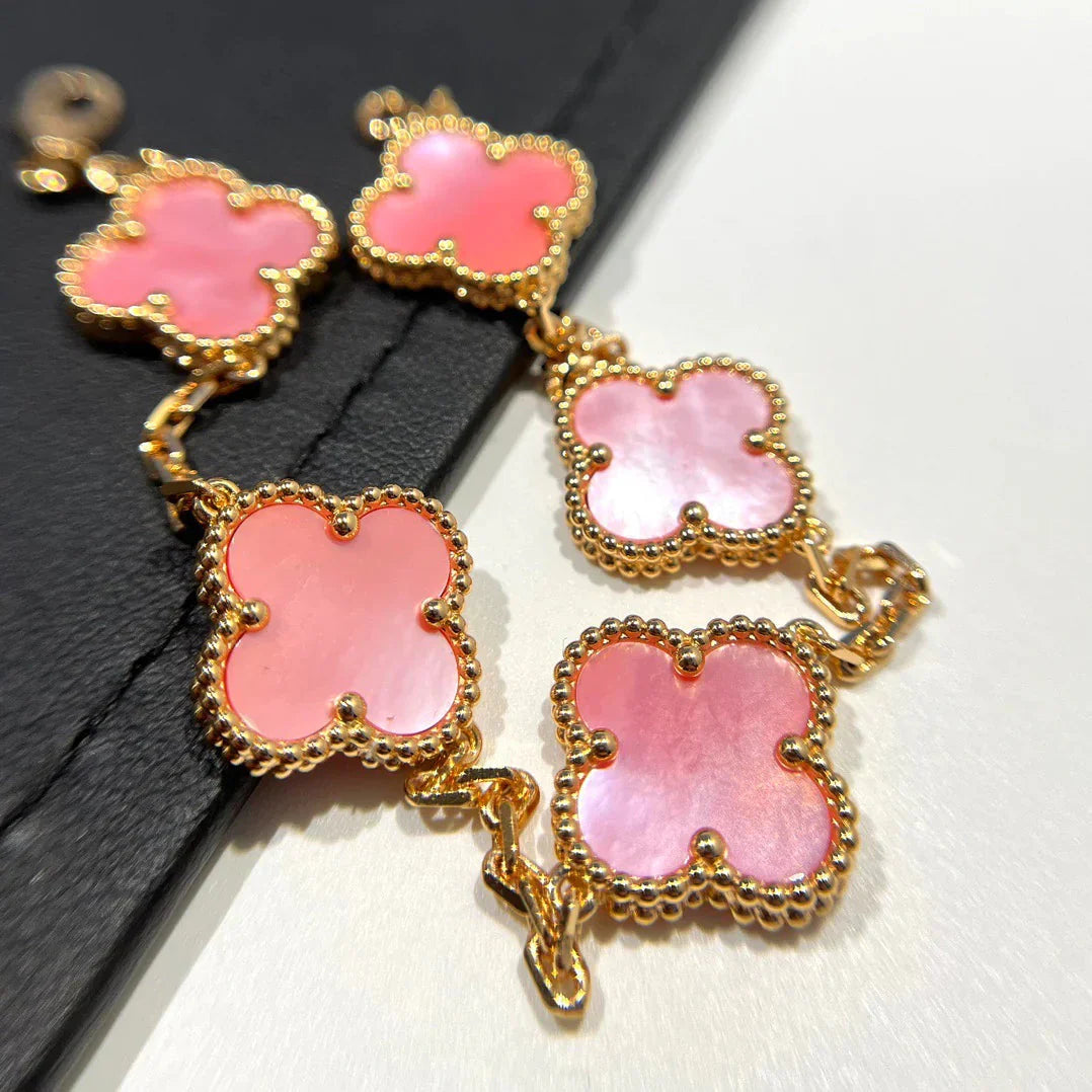 [NOBLE AURA] CLOVER 5 MOTIFS  PINK MOP BRACELET COLLECTION