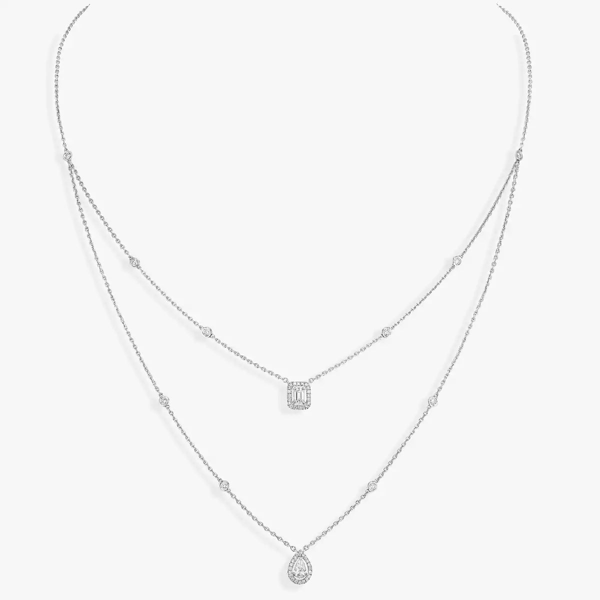 [NOBLE AURA]Diamond Necklace My Twin 2 Rows