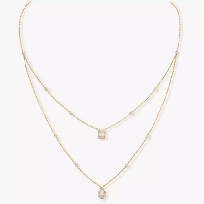 [NOBLE AURA]Diamond Necklace My Twin 2 Rows
