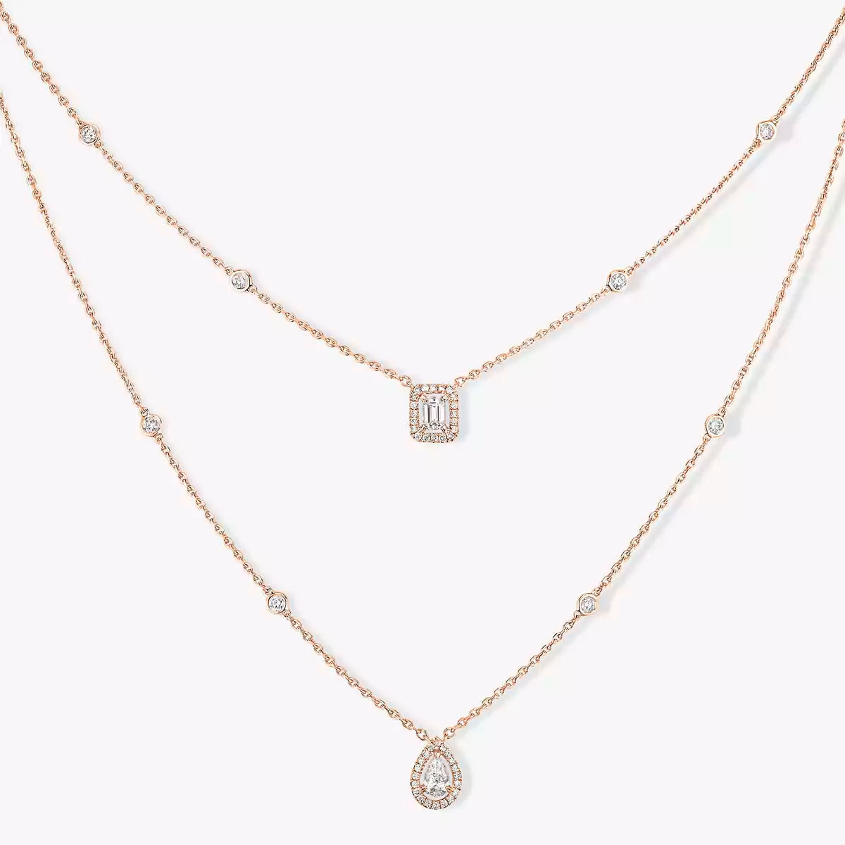 [NOBLE AURA]Diamond Necklace My Twin 2 Rows