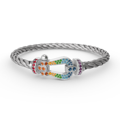 [NOBLE AURA]FORC LARGE HORSESHOE  COLORED DIAMOND BRACELET SILVER