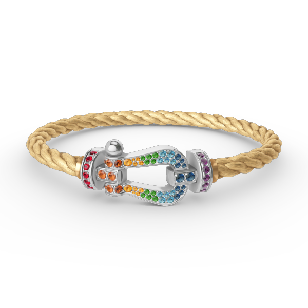 [NOBLE AURA]FORC LARGE HORSESHOE  COLORED DIAMOND BRACELET SILVER