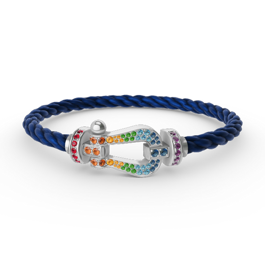 [NOBLE AURA]FORC LARGE HORSESHOE  COLORED DIAMOND BRACELET SILVER