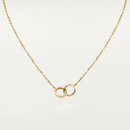 [NOBLE AURA] LOVE DOUBLE RING HALF DIAMOND NECKLACE