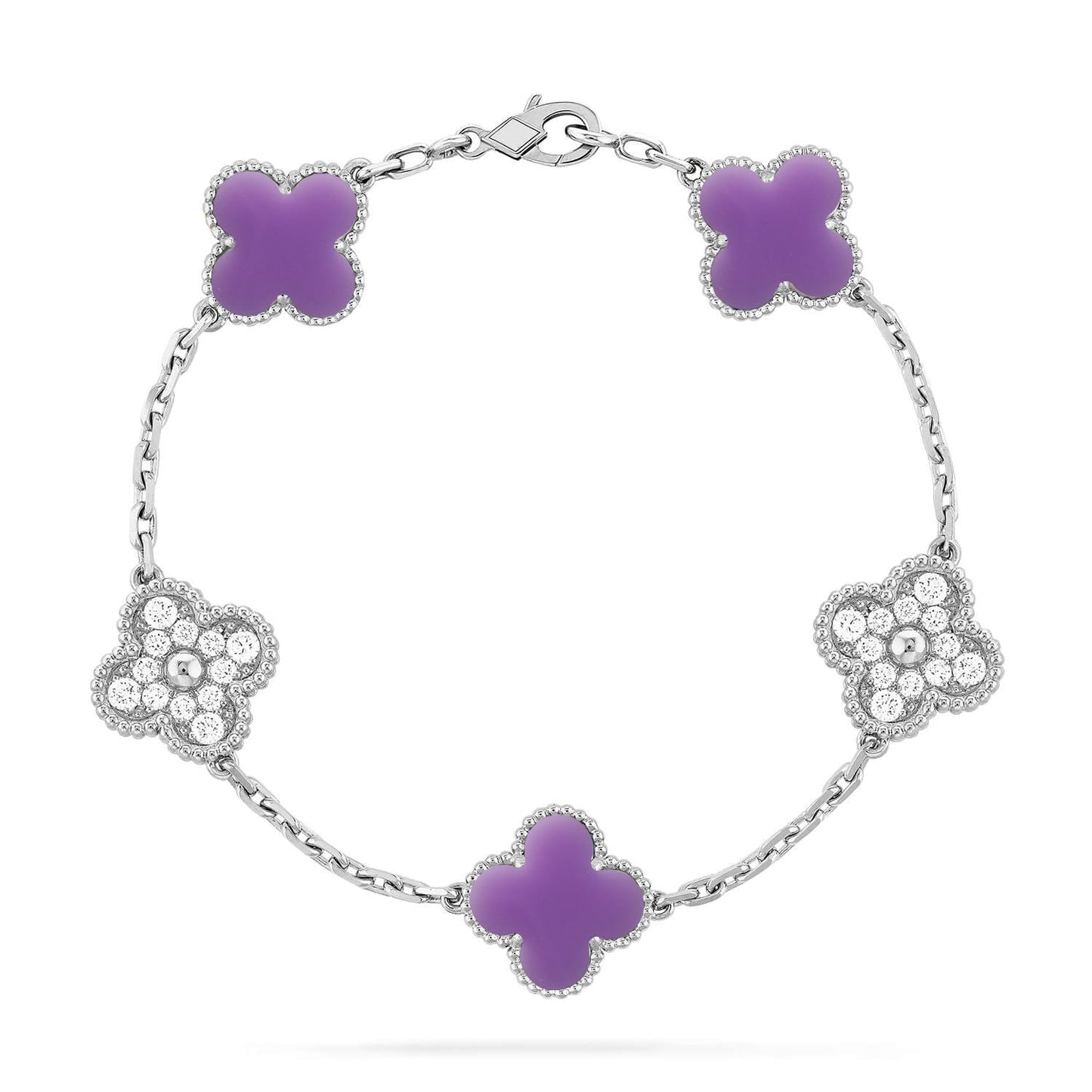 [NOBLE AURA]CLOVER 5 MOTIF LIGHT PURPLE BRACELET COLLECTION
