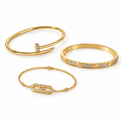 [NOBLE AURA] LOVE & JUSTE Baby Move Diamond Bracelet Stack Set