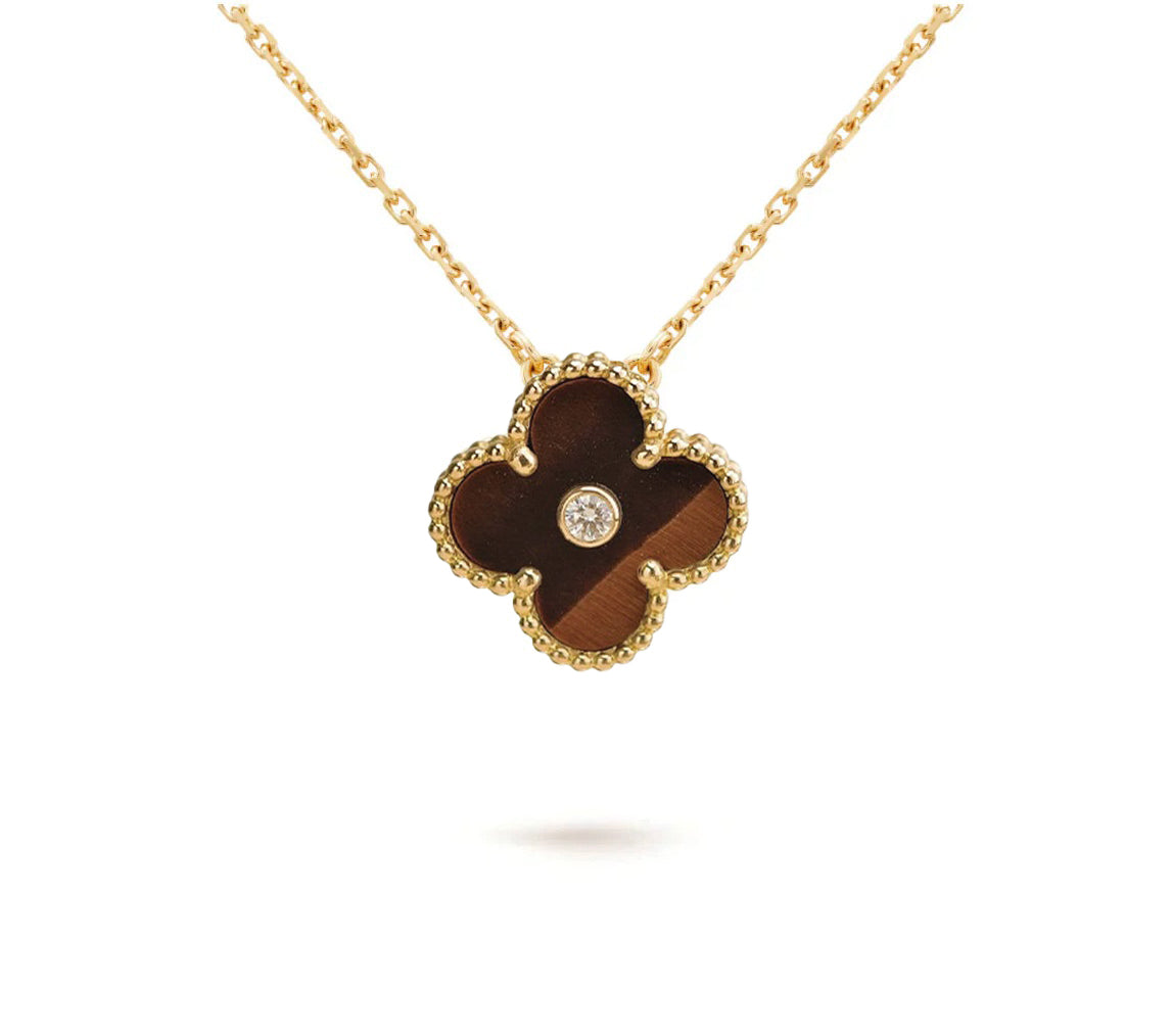 [NOBLE AURA]CLOVER 15MM DIAMOND SINGLE FLOWER NECKLACE COLLECTION