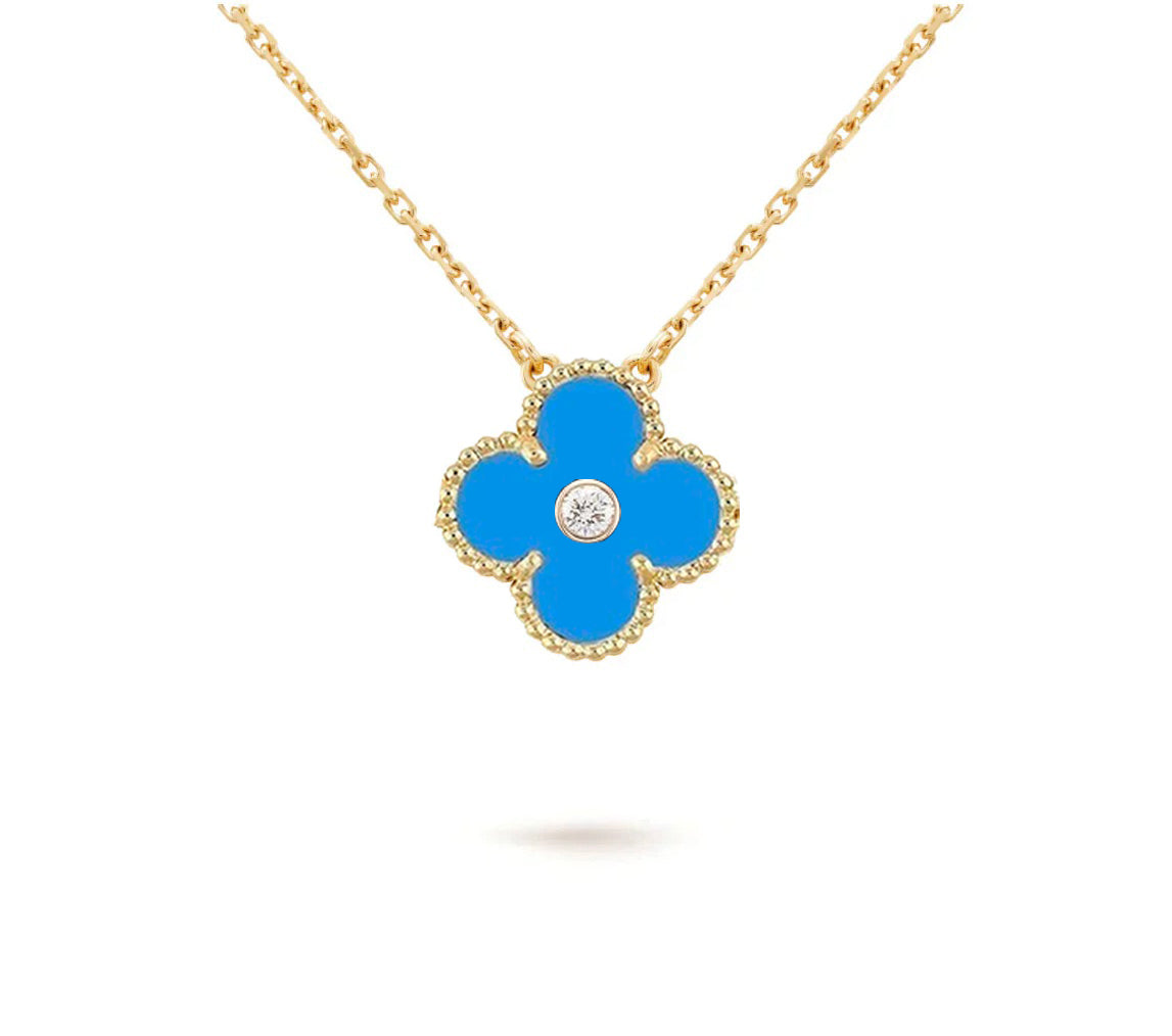 [NOBLE AURA]CLOVER 15MM DIAMOND SINGLE FLOWER NECKLACE COLLECTION