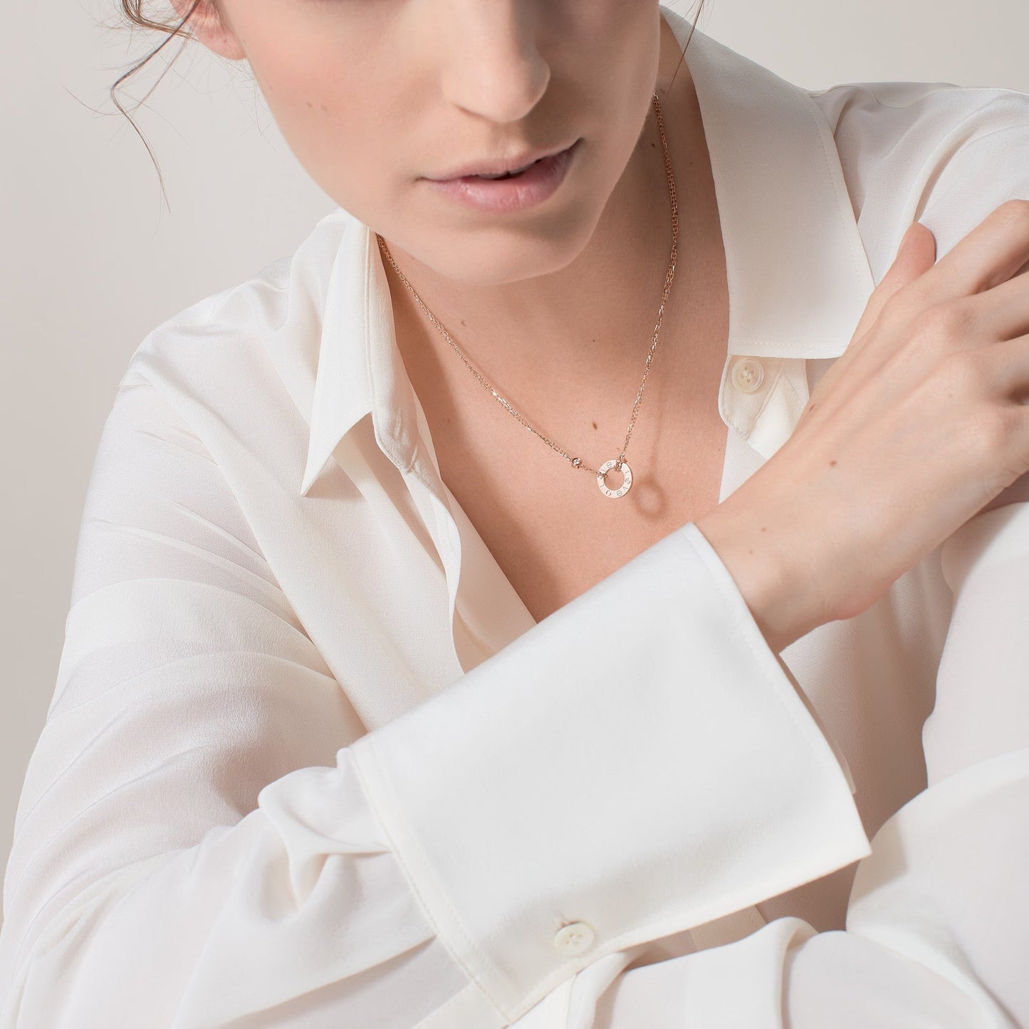 [NOBLE AURA]LOVE NECKLACE 16MM 2 DIAMONDS