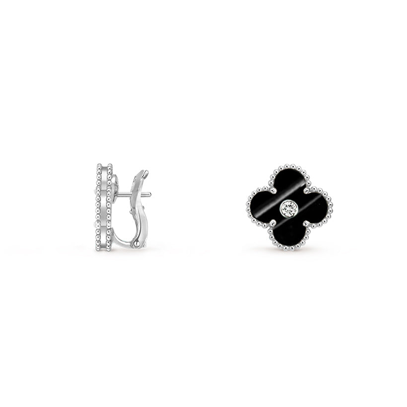 [NOBLE AURA]CLOVER SILVER 15MM MOP DIAMOND EARRINGS COLLECTION