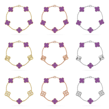 [NOBLE AURA] CLOVER 5 MOTIF VIOLET BRACELET COLLECTION