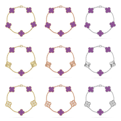[NOBLE AURA] CLOVER 5 MOTIF VIOLET BRACELET COLLECTION
