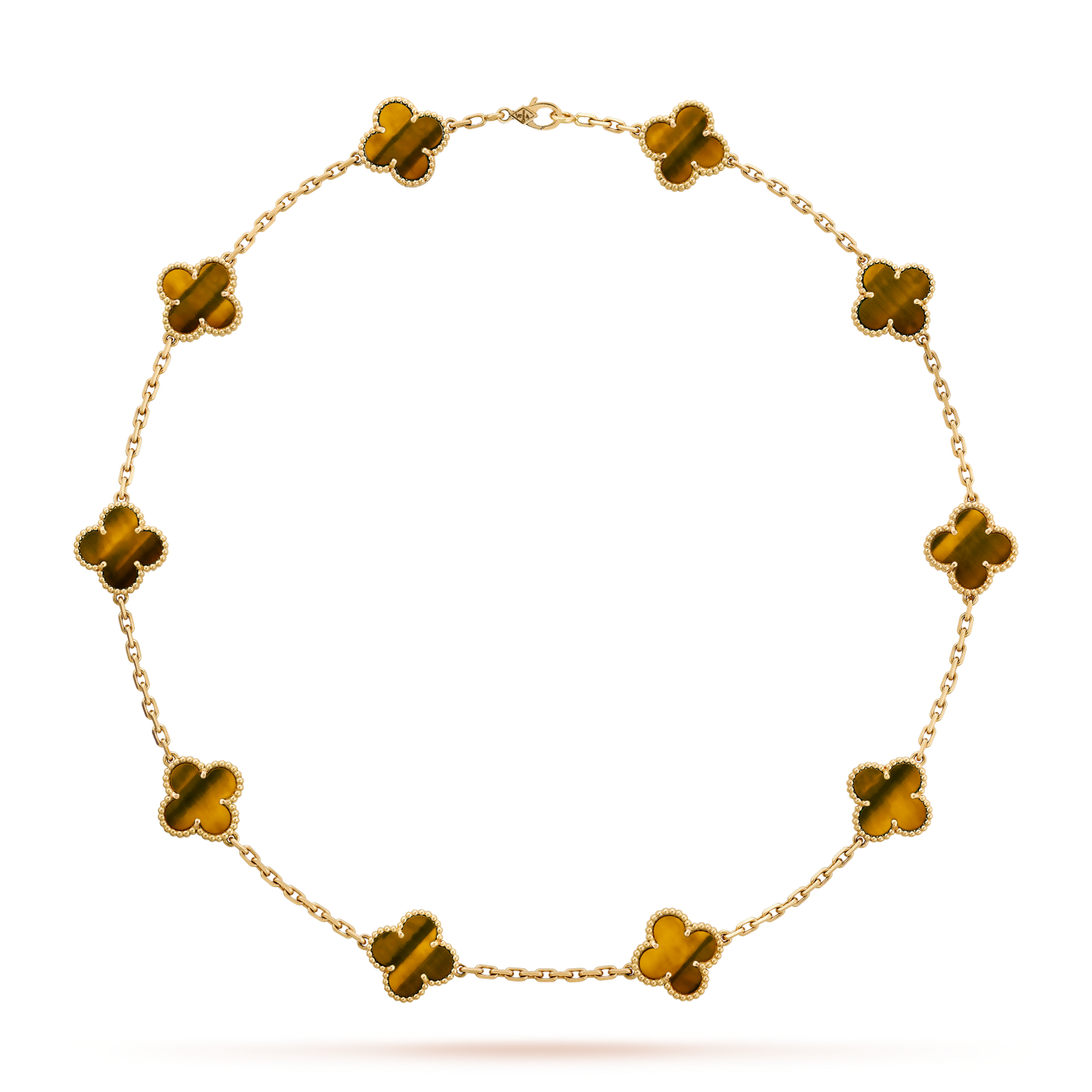 [NOBLE AURA]CLOVER 10 MOTIFS TIGER EYE NECKLACE