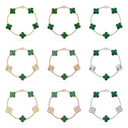 [NOBLE AURA] CLOVER 5 MOTIF MALACHITE BRACELET COLLECTION