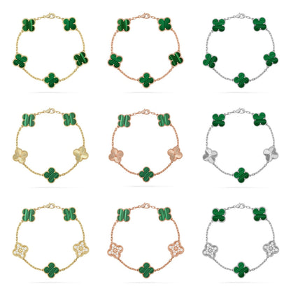 [NOBLE AURA] CLOVER 5 MOTIF MALACHITE BRACELET COLLECTION