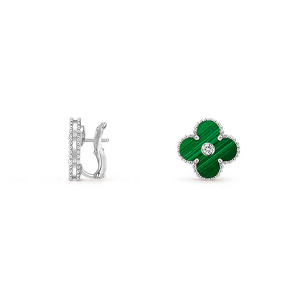[NOBLE AURA]CLOVER SILVER 15MM MOP DIAMOND EARRINGS COLLECTION