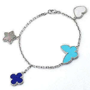 [NOBLE AURA]LUCKY SPRING SILVER BRACELET 4 MOTIF