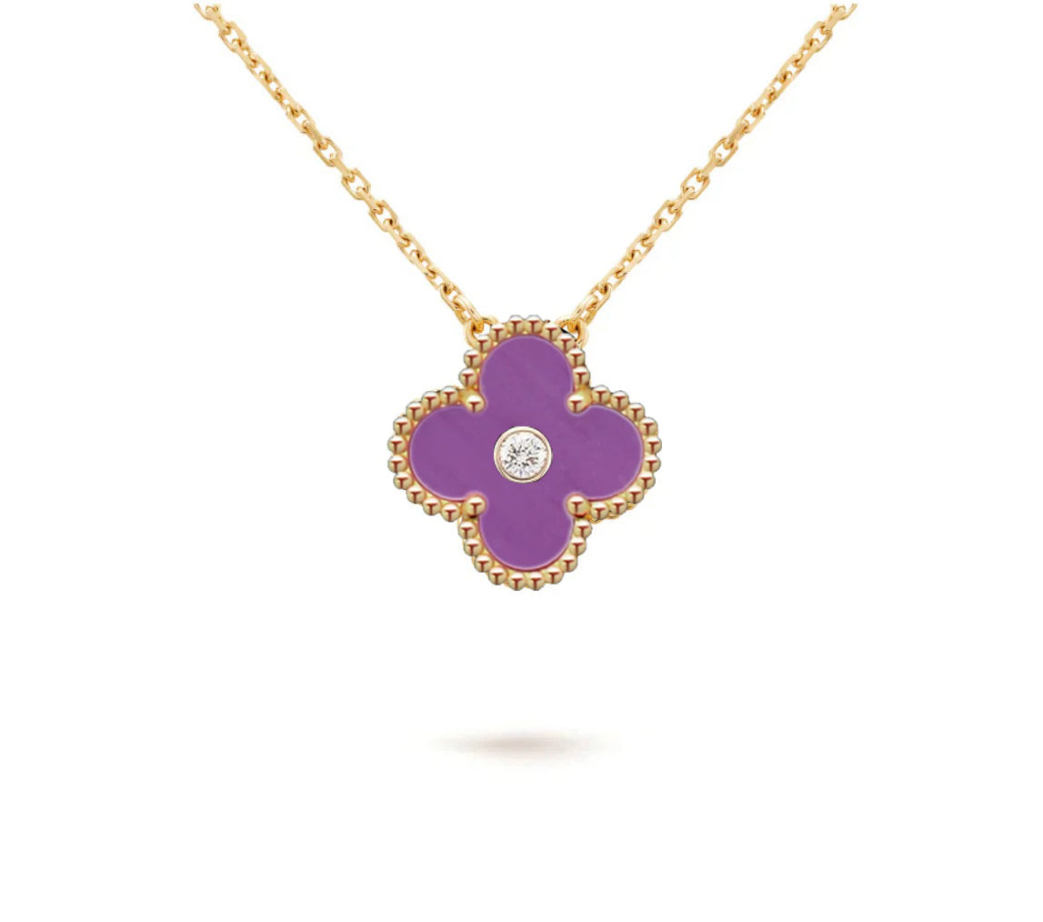 [NOBLE AURA]CLOVER 15MM DIAMOND SINGLE FLOWER NECKLACE COLLECTION