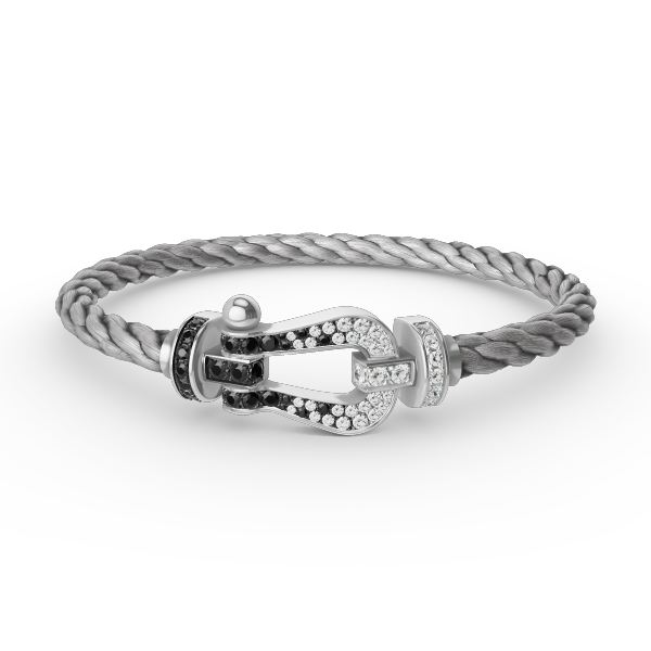 [NOBLE AURA]FORCE LARGE HORSESHOE BLACK WHITE DIAMOND BRACELET SILVER