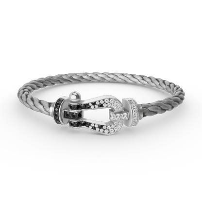 [NOBLE AURA]FORCE LARGE HORSESHOE BLACK WHITE DIAMOND BRACELET SILVER