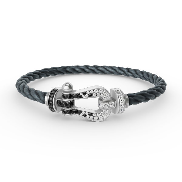 [NOBLE AURA]FORCE LARGE HORSESHOE BLACK WHITE DIAMOND BRACELET SILVER