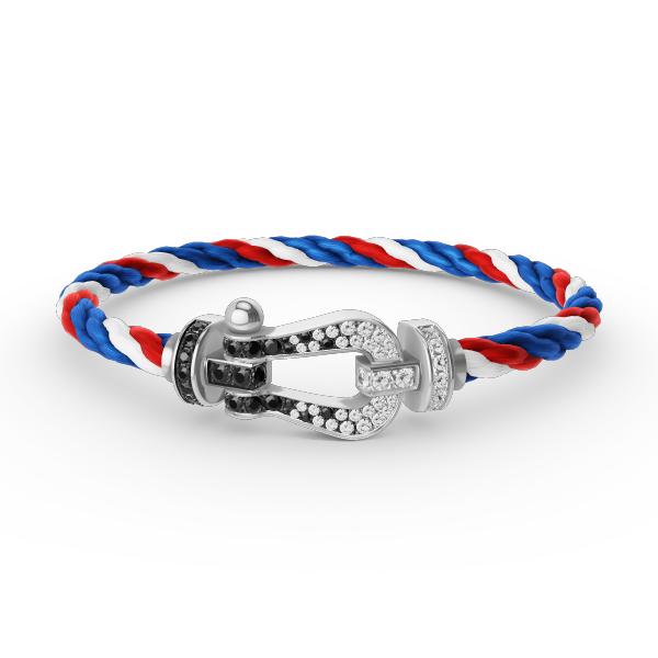 [NOBLE AURA]FORCE LARGE HORSESHOE BLACK WHITE DIAMOND BRACELET SILVER