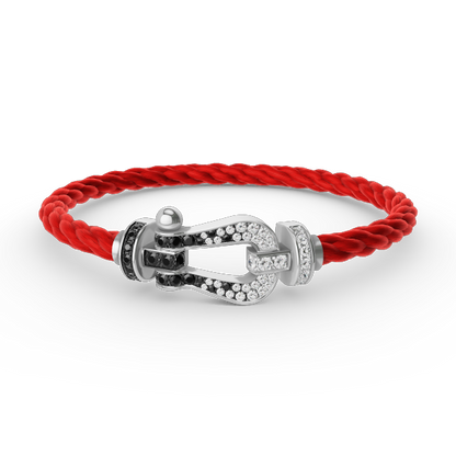 [NOBLE AURA]FORCE LARGE HORSESHOE BLACK WHITE DIAMOND BRACELET SILVER