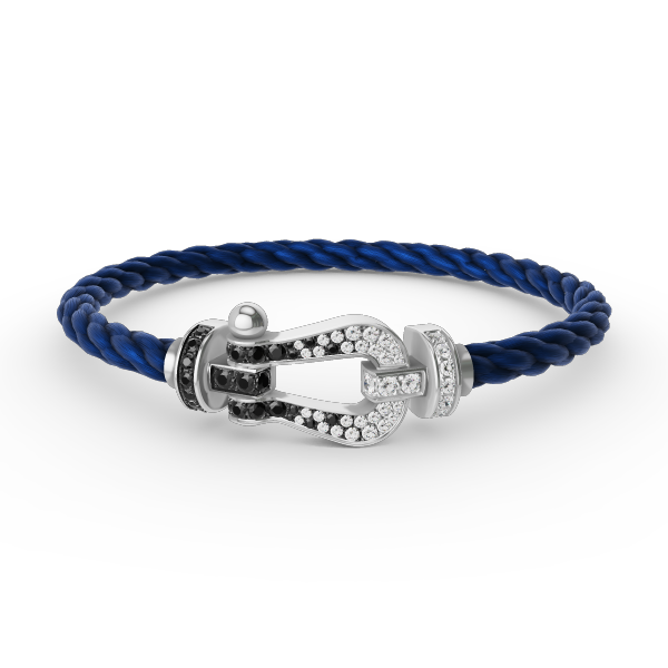 [NOBLE AURA]Pave Gemstone Love &Force Large Horseshoe Diamond Duo Bracelet Stack Set