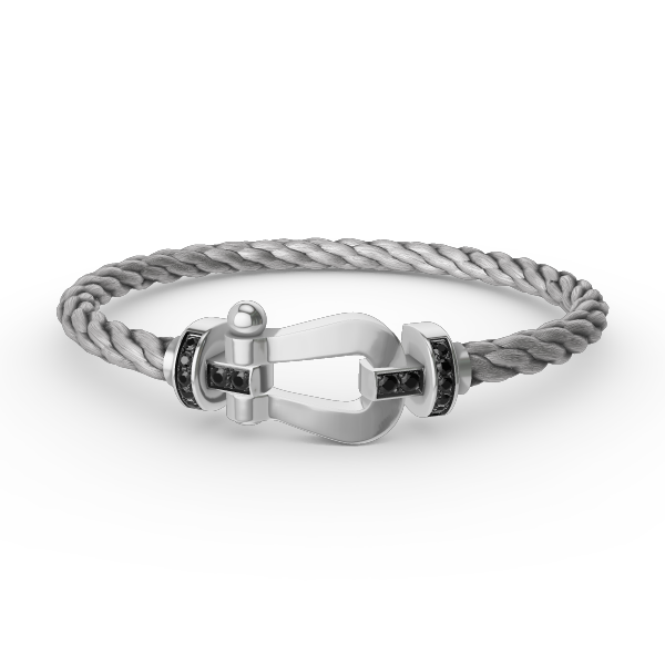 [NOBLE AURA]FORCE LARGE HORSESHOE BLACK DIAMOND BRACELET SILVER