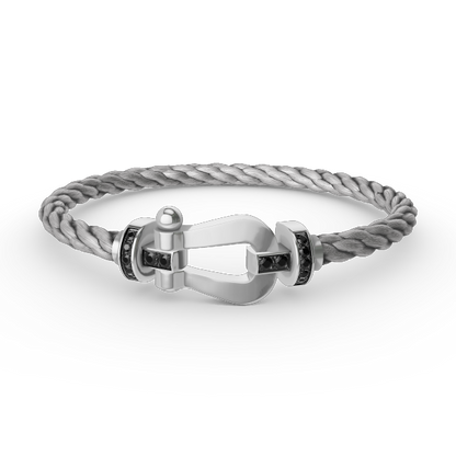 [NOBLE AURA]FORCE LARGE HORSESHOE BLACK DIAMOND BRACELET SILVER