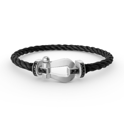 [NOBLE AURA]FORCE LARGE HORSESHOE BLACK DIAMOND BRACELET SILVER