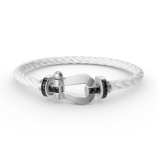 [NOBLE AURA]FORCE LARGE HORSESHOE BLACK DIAMOND BRACELET SILVER