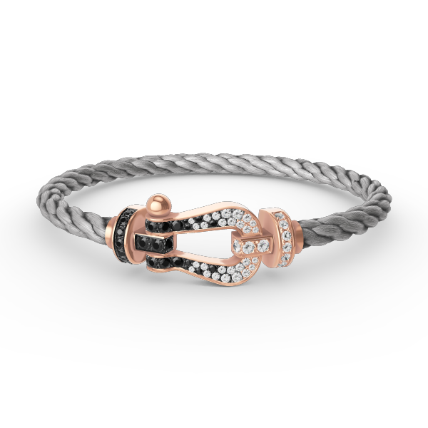 [NOBLE AURA]FORCE LARGE HORSESHOE BLACK WHITE DIAMOND BRACELET ROSE GOLD