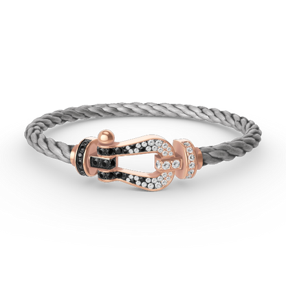 [NOBLE AURA]FORCE LARGE HORSESHOE BLACK WHITE DIAMOND BRACELET ROSE GOLD