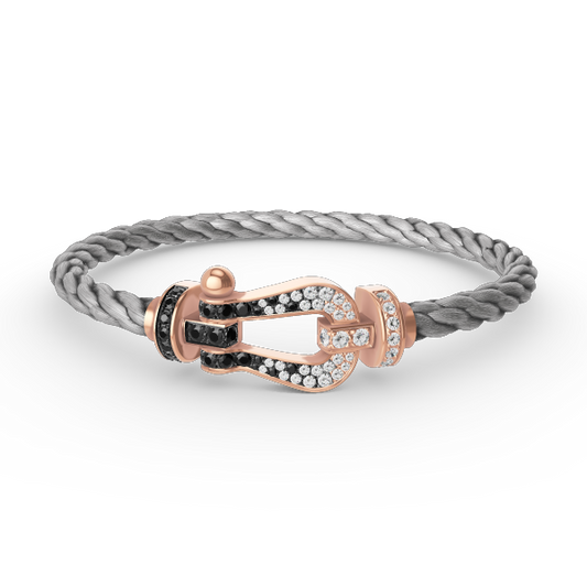 [NOBLE AURA]FORCE LARGE HORSESHOE BLACK WHITE DIAMOND BRACELET ROSE GOLD
