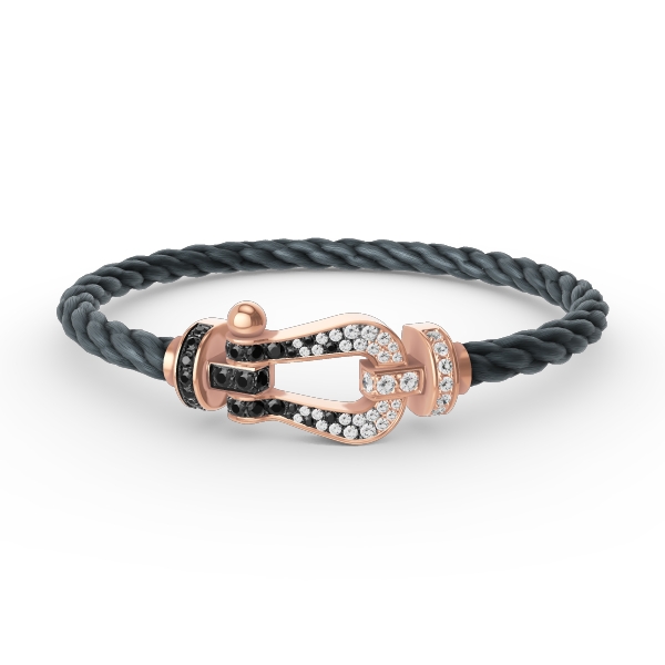 [NOBLE AURA]FORCE LARGE HORSESHOE BLACK WHITE DIAMOND BRACELET ROSE GOLD