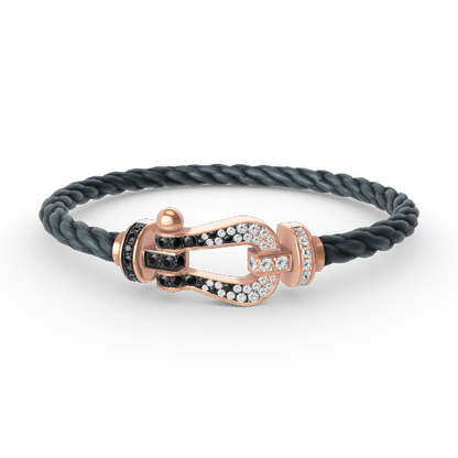 [NOBLE AURA]FORCE LARGE HORSESHOE BLACK WHITE DIAMOND BRACELET ROSE GOLD