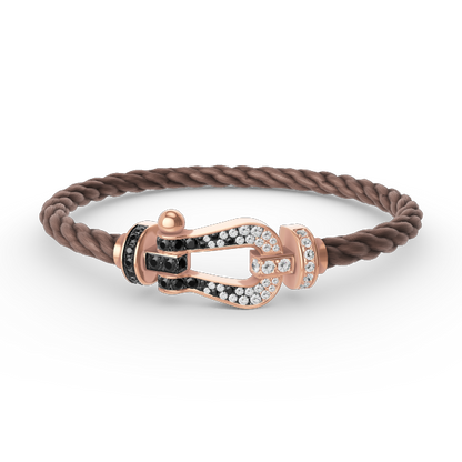 [NOBLE AURA]FORCE LARGE HORSESHOE BLACK WHITE DIAMOND BRACELET ROSE GOLD