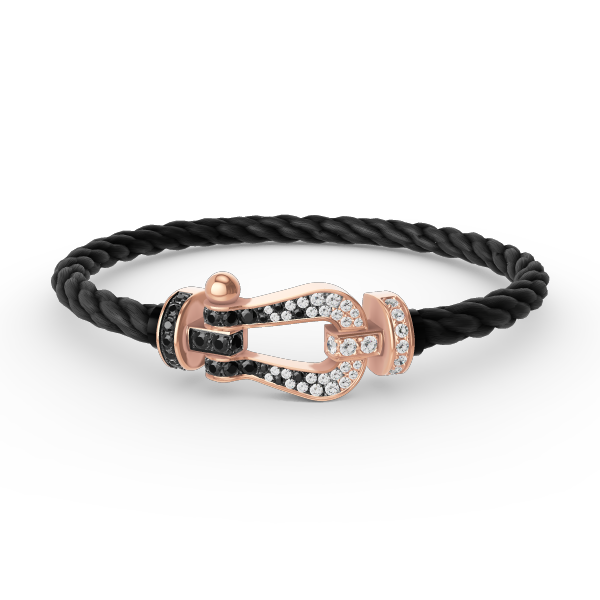 [NOBLE AURA]FORCE LARGE HORSESHOE BLACK WHITE DIAMOND BRACELET ROSE GOLD