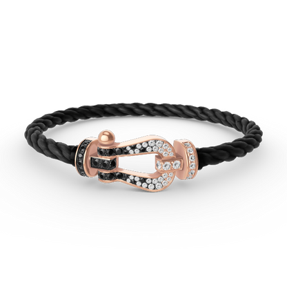 [NOBLE AURA]FORCE LARGE HORSESHOE BLACK WHITE DIAMOND BRACELET ROSE GOLD