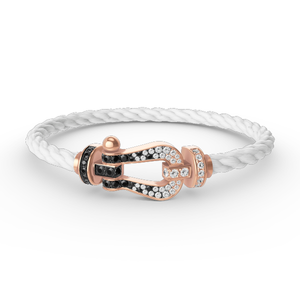 [NOBLE AURA]FORCE LARGE HORSESHOE BLACK WHITE DIAMOND BRACELET ROSE GOLD