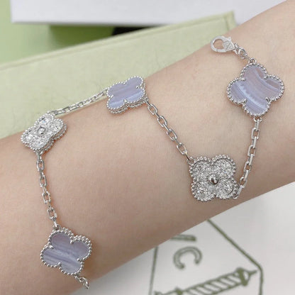 [NOBLE AURA] CLOVER 5 MOTIF PURPLE CHALCEDONY BRACELET COLLECTION
