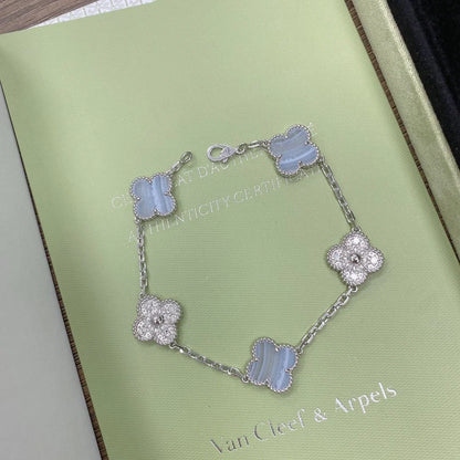 [NOBLE AURA] CLOVER 5 MOTIF PURPLE CHALCEDONY BRACELET COLLECTION