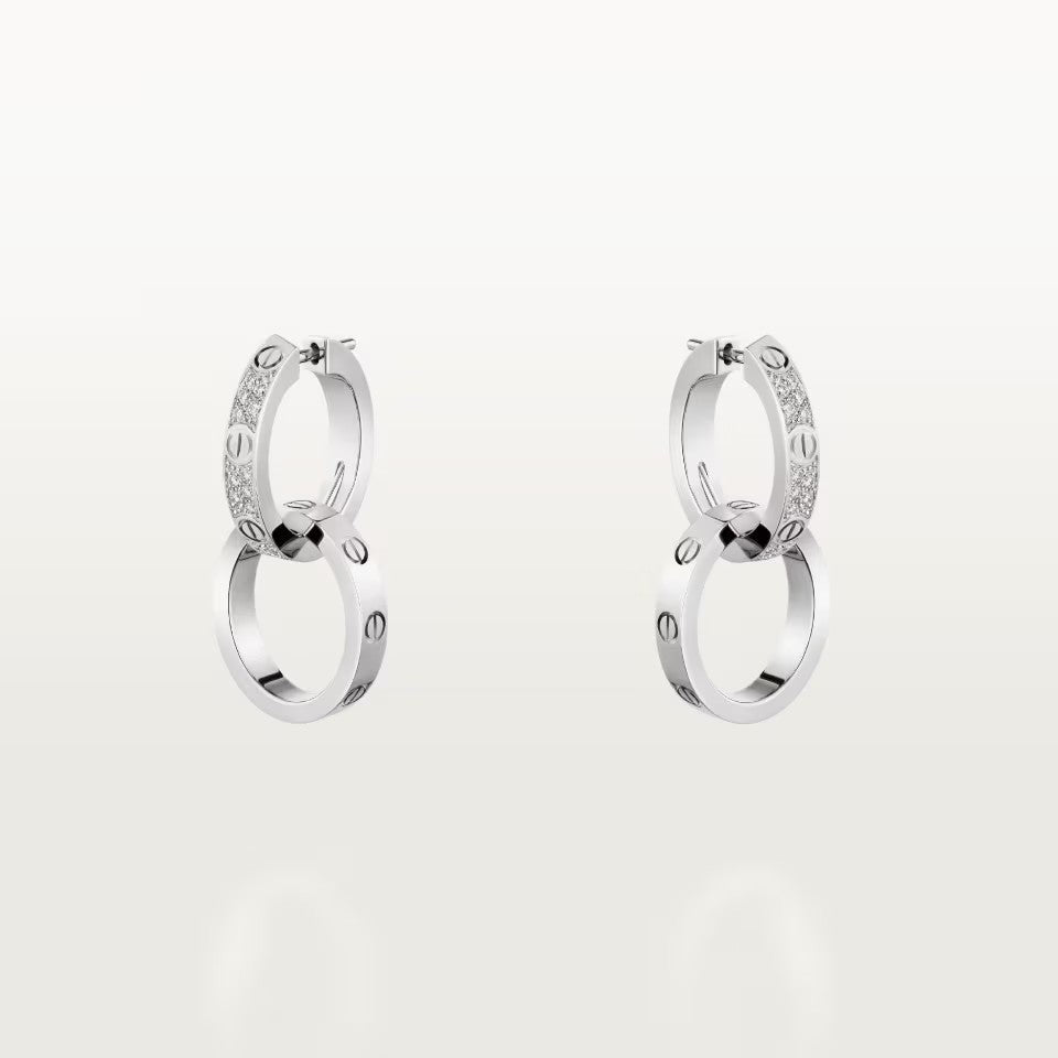 [NOBLE AURA] LOVE 3.3MM DANGLE HALF DIAMOND EARRINGS
