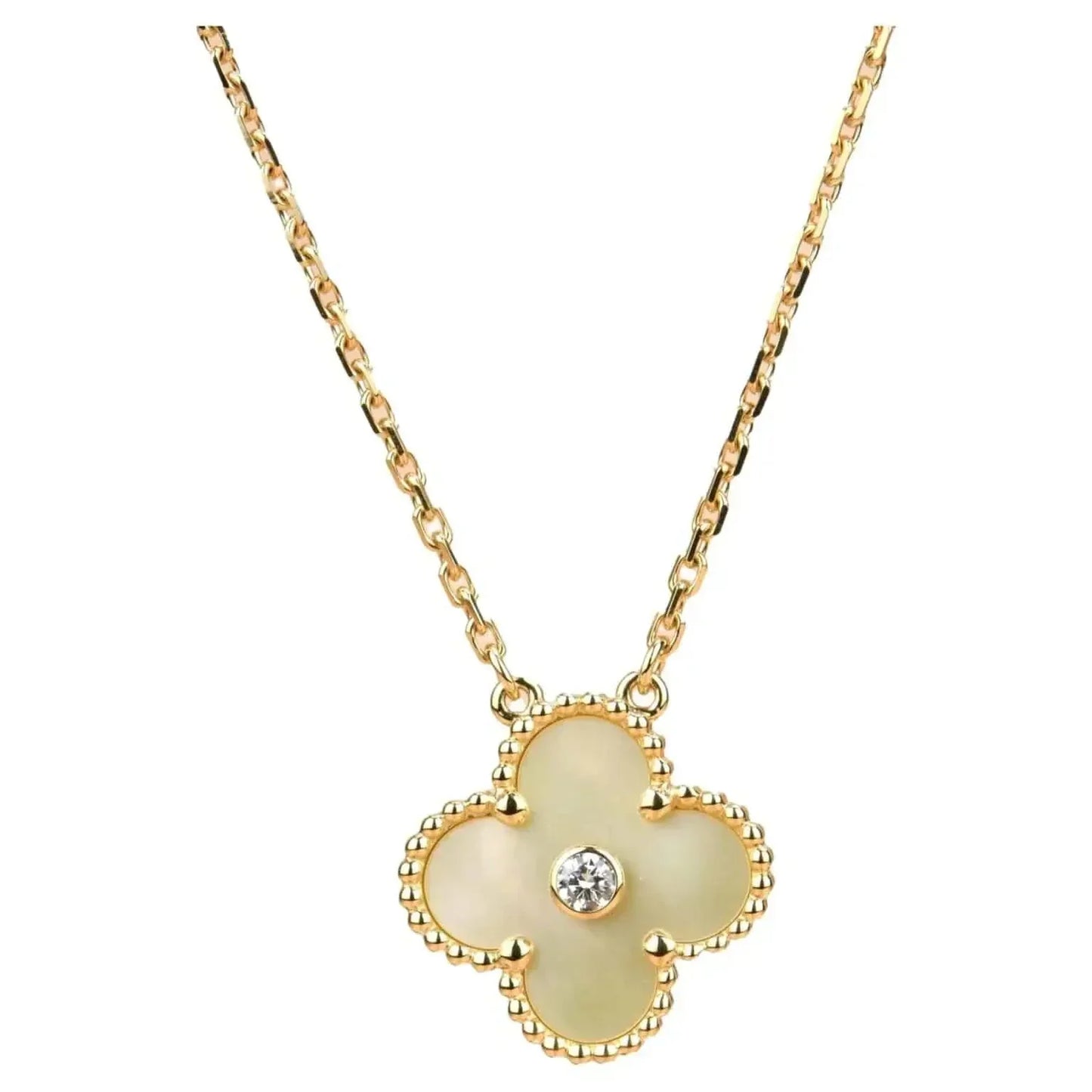[NOBLE AURA]CLOVER 15MM DIAMOND GOLD MOTHER OF PEARL NECKLACE