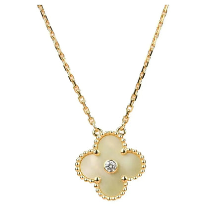 [NOBLE AURA]CLOVER 15MM DIAMOND GOLD MOTHER OF PEARL NECKLACE