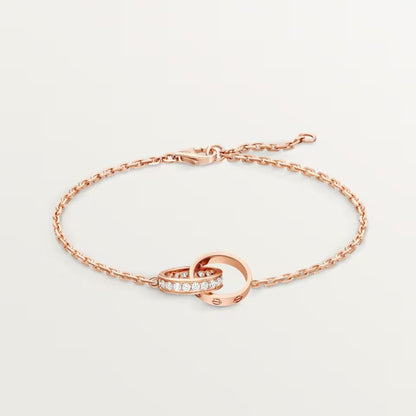 [NOBLE AURA] LOVE DOUBLE RING HALF DIAMOND BRACELET