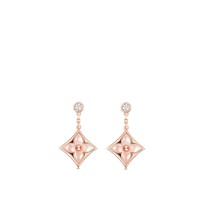 [NOBLE AURA]DOUBLE STAR PINK GOLD MOP DROP EARRINGS